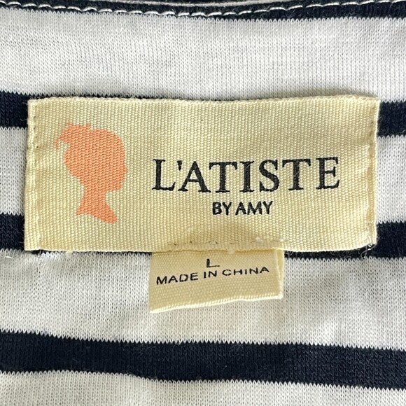 L'atiste Striped Crossover Cut Out Front Slit Maxi Dress Women's Size Large - Picture 3 of 8